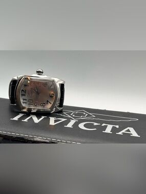 Invicta Lupah 5726 Men’s Rectangle Stainless Steel Quartz Watch 38mm New Battery